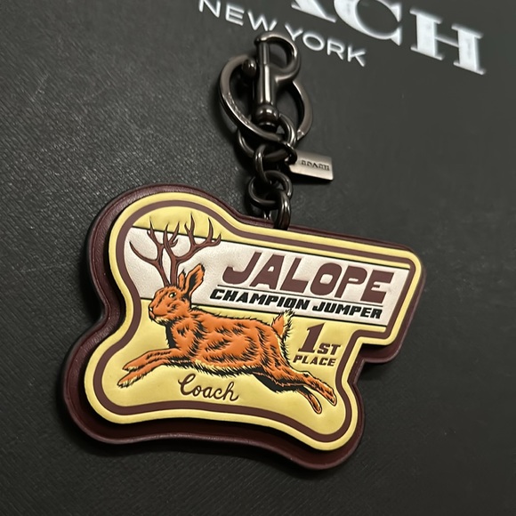 Rare Coach Leather Key Fob Mythical Monster Jackalope Bag Charm Signature Animal - Picture 3 of 9